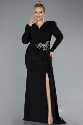 Robe de Soirée Grande Taille Longue Noir ABU4682