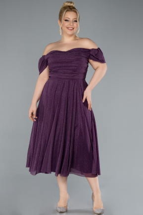 Robe De Invitation Grande Taille Midi Violet Foncé ABK2259