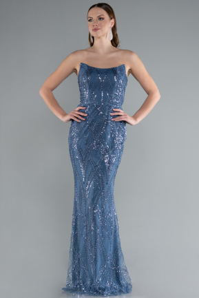 Robe de Soirée Longue Indigo ABU4775