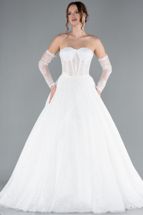 Robes de Mariage Longue Dantelle Blanc ABG038