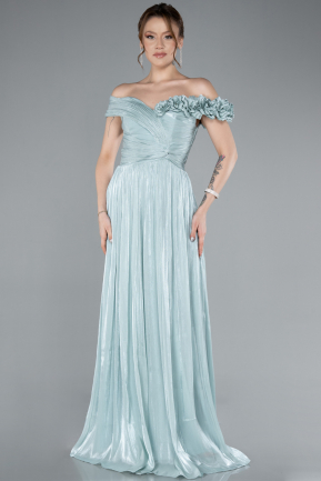 Robe de Soirée Longue Mousseline Menthe ABU4807