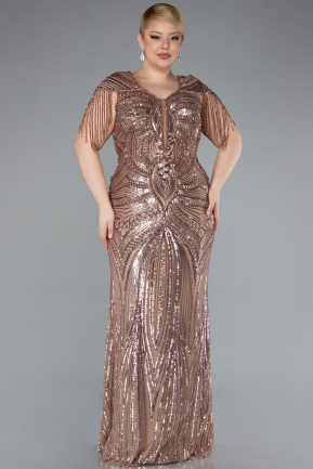 Robe De Fiançailles Grande Taille Longue Cuivre ABU4821