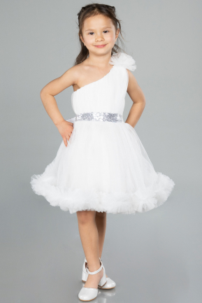 Robe de Soirée Enfants Courte Blanc ABK2065