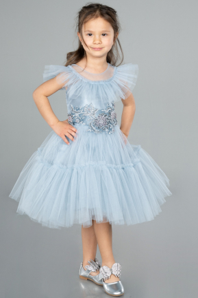 Robe de Soirée Enfants Courte Gris-Indigo ABK2067