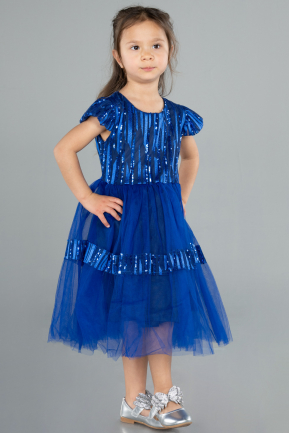 Robe de Soirée Enfants Midi Bleu Saxe ABK2301