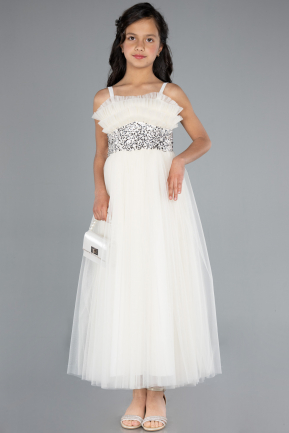 Robe de Soirée Enfants Longue Blanc ABU4830