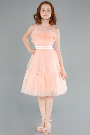 Robe de Soirée Enfants Longue Saumon ABU4221