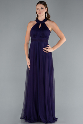 Robe de Soirée Longue Violet Foncé ABU3252