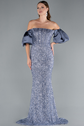 Robe Queue De Poisson Longue Gris-Indigo ABU4308