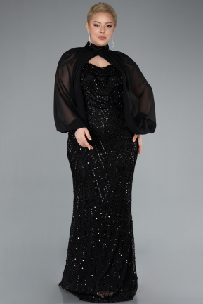 Robe De Fiançailles Grande Taille Longue Noir ABU4890
