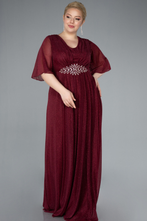 Robe Grande Taille Longue Rouge Bordeaux ABU4887
