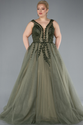 Robes De Soirée Grande Taille Longue Kaki ABU4456