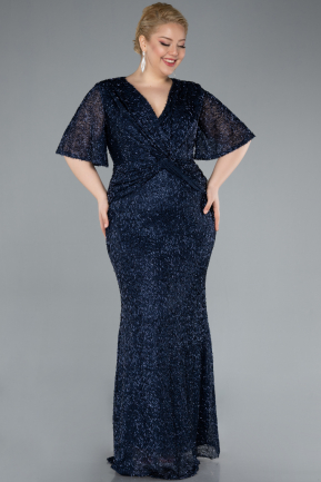 Robe De Soirée Grande Taille Longue Bleu Marine ABU4542