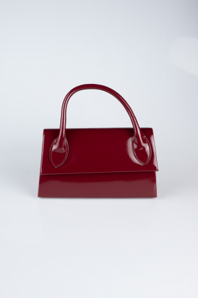Sac de Soirée Luxe Cuir Verni Rouge Bordeaux KC163