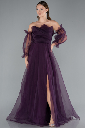 Robe De Soirée Longue Violet Foncé ABU2076
