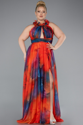Robe De Soirée Grande Taille Longue Orange ABU4902