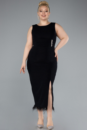 Robe de Soirée Grande Taille Midi Noir ABK2338