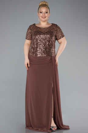 Robe De Soirée Grande Taille Mousseline Longue Cuivre ABU4806