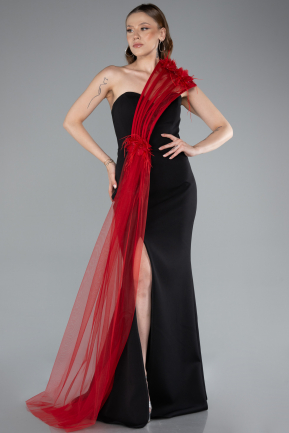 Robe de Soirée Longue Noir-Rouge ABU4969