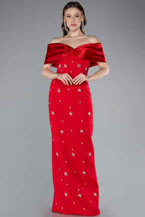 Robe de Soirée Longue Rouge ABU5436