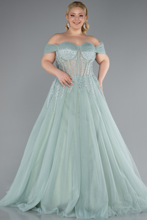 Robes De Soirée Grande Taille Longue Menthe ABU3689
