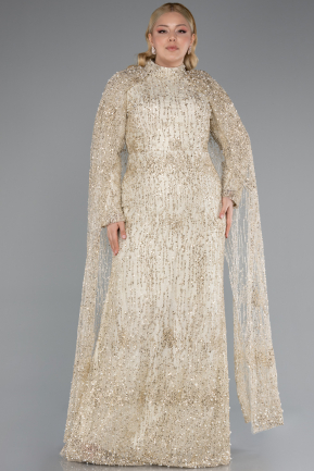 Robe de Soirée Grande Taille Longue Or ABU4995