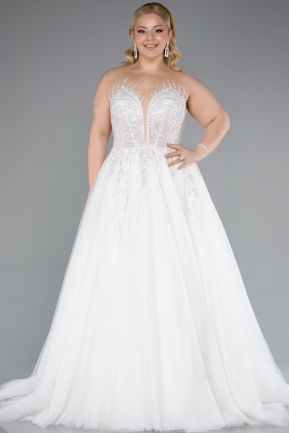 Robe de Mariée Grande Taillev Longue Blanc ABG040