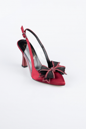 Chaussure De Soirée Satin Rouge Bordeaux MJES4100