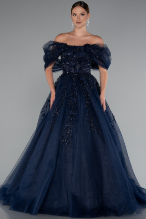 Robes De Soirée Grande Taille Longue Bleu Marine ABU4722