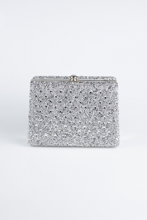 Sac de Soirée Luxe Pierreux Argent KC701