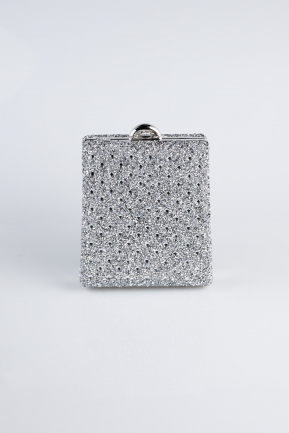 Sac de Soirée Luxe Pierreux Argent KC702