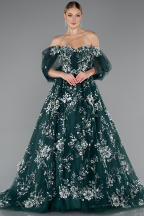 Robe de Fiançailles Design Personnalisé Longue Émeraude ABU5074