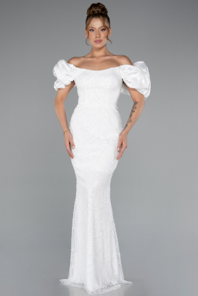 Robe Queue De Poisson Longue Blanc ABU4509