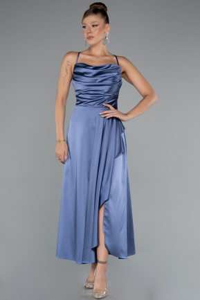 Robe de Cérémonie Midi Satin Indigo ABK1586