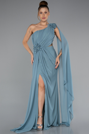 Robe de Soirée Longue Mousseline Menthe ABU5144