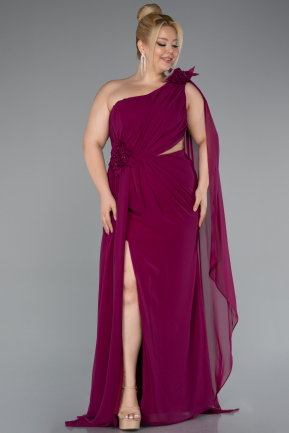 Robe Grande Taille Longue Mousseline Prune ABU5145