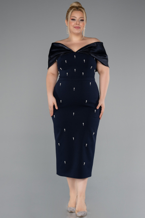 Robe De Invitation Grande Taille Midi Bleu Marine ABK2400