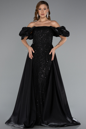 Robe de Soirée Longue Perlé Noir ABU5154