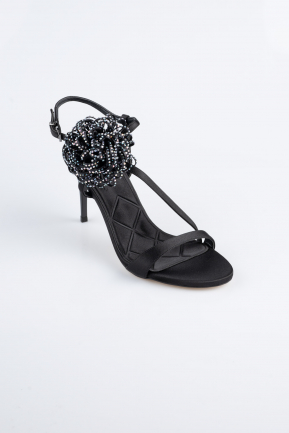 Chaussure De Soirée Satin Noir AB1144