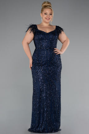 Robe de Soirée Grande Taille Longue Bleu Marine ABU5182