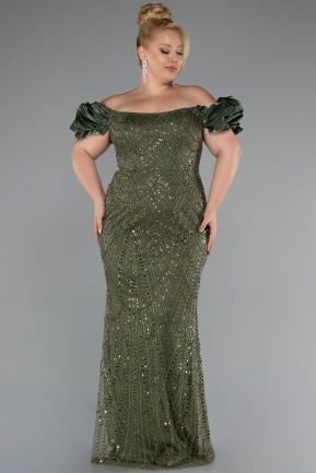 Robe De Fiançailles Grande Taille Perlé Longue Kaki ABU4788