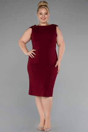 Robe De Fête Grande Taille Midi Rouge Bordeaux ABK2422