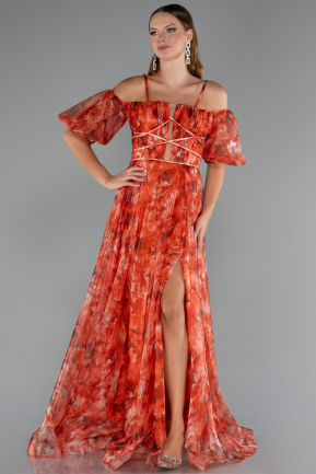 Robe de Soirée Longue Orange ABU5221