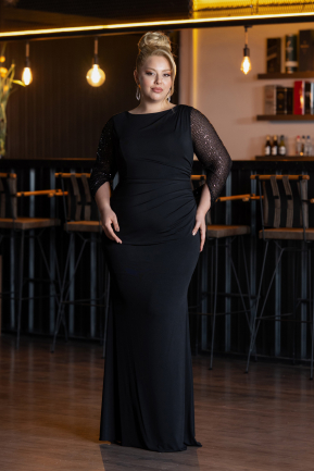 Robe de Soirée Grande Taille Longue Noir ABU5078