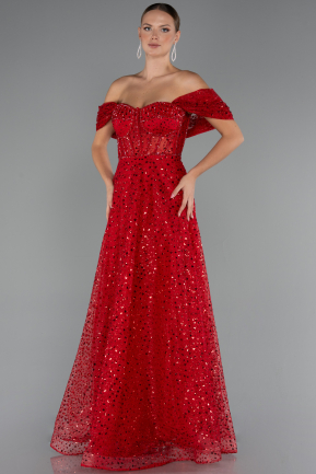 Robe De Soirée Longue Rouge ABU5226