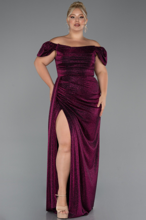Robe De Soirée Grande Taille Longue Prune ABU2658