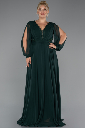 Robe Grande Taille Longue Mousseline Émeraude ABU5276