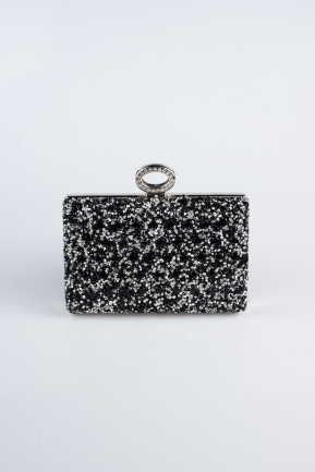 Sac De Soirée Luxe Noir-Argent SH830