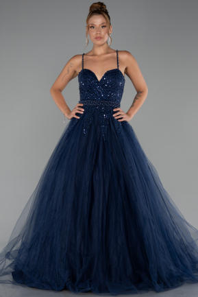 Robe de Soirée Longue Bleu Marine ABU5279