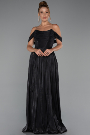 Robe de Cérémonie Longue Mousseline Noir ABU5283